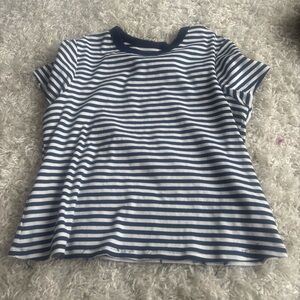 Old Navy Blue and White Striped Short Sleeve Tee